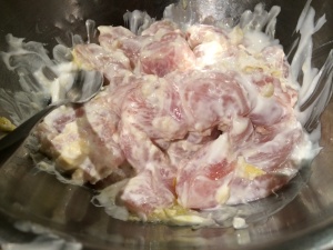 chicken in garlic ginger paste and yogurt for chicken tikka masala
