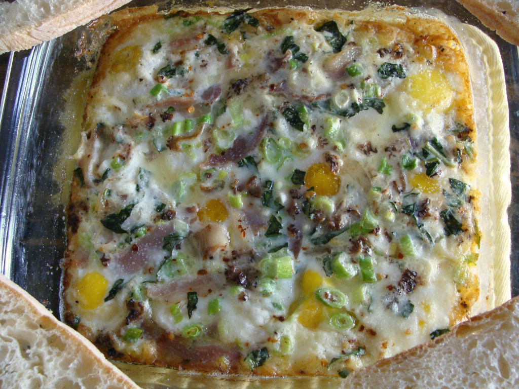 Carb-Free Egg Tart with Spring Onion, Mozzarella y Pancetta!